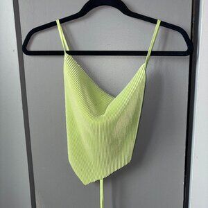 Princess Polly open back tie top, cowl neck, strappy, green, size 4